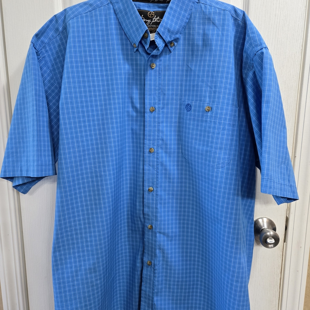 George Strait Wrangler Collection Blue Casual Button Down Shirt